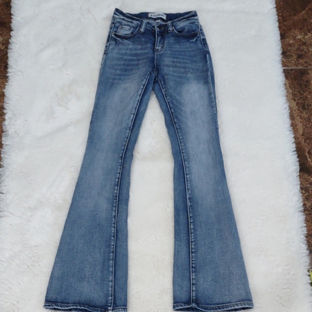 DISCLOSURE Blue Flare Wide Leg Jeans - Picture 12 of 16